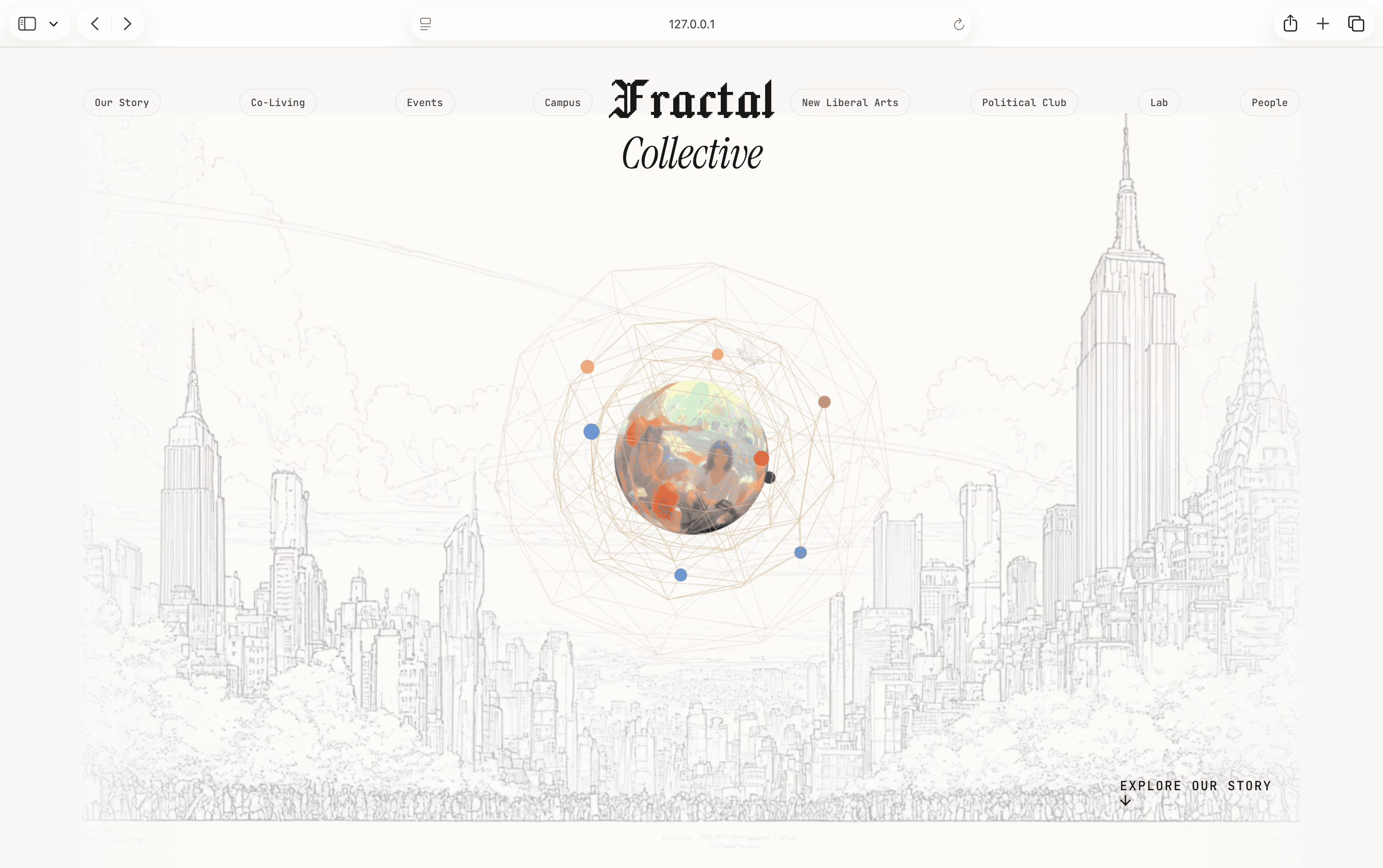 Full desktop browser view of the three-dimensional geometry wayfinding prototype