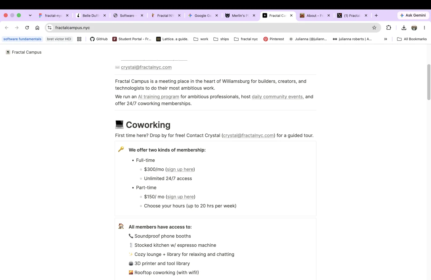 Archived Fractal Campus coworking website